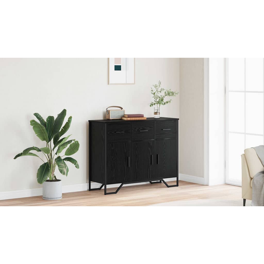 Sideboard med skuffe Sort eg 97 x 32,5 x 74,5 cm