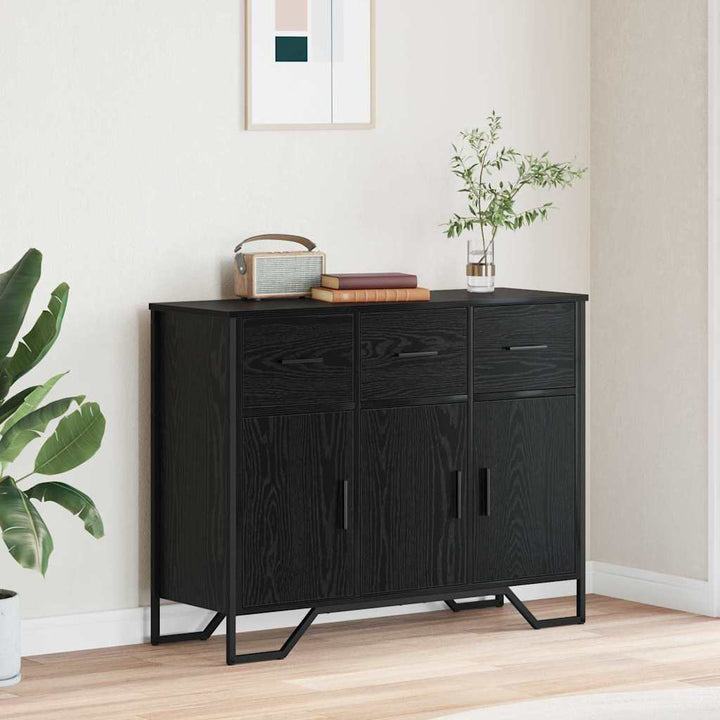 Sideboard med skuffe Sort eg 97 x 32,5 x 74,5 cm