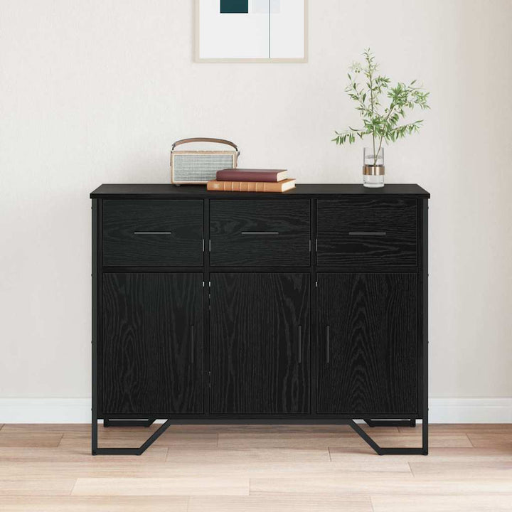 Sideboard med skuffe Sort eg 97 x 32,5 x 74,5 cm