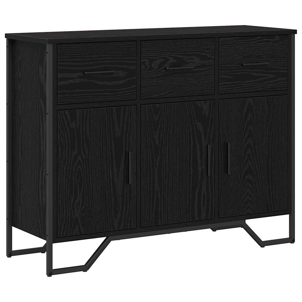 Sideboard med skuffe Sort eg 97 x 32,5 x 74,5 cm