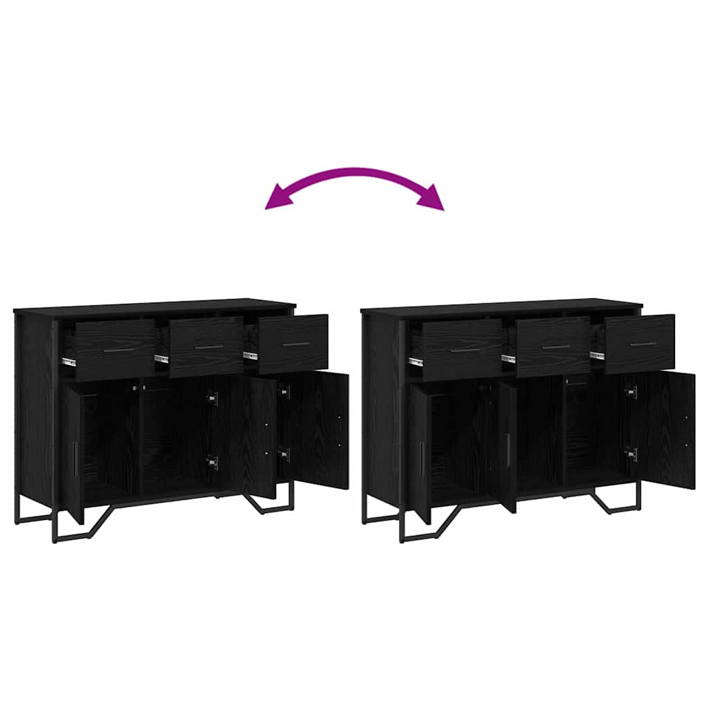 Sideboard med skuffe Sort eg 97 x 32,5 x 74,5 cm