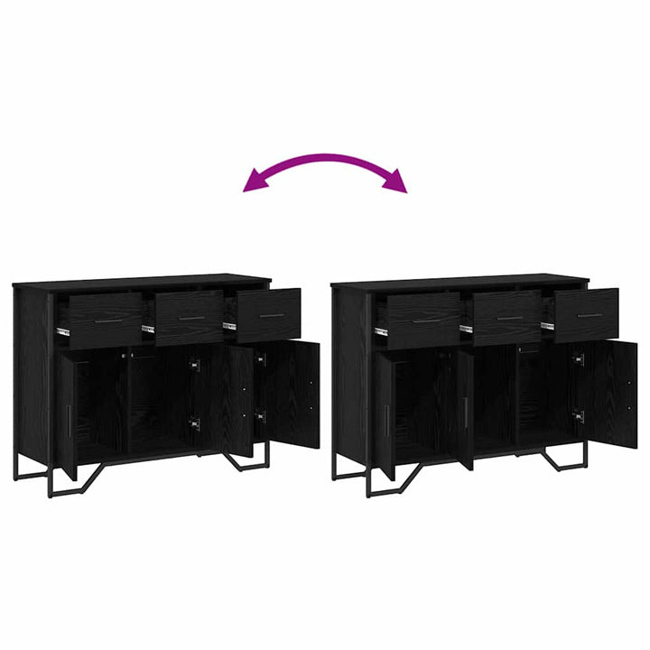Sideboard med skuffe Sort eg 97 x 32,5 x 74,5 cm