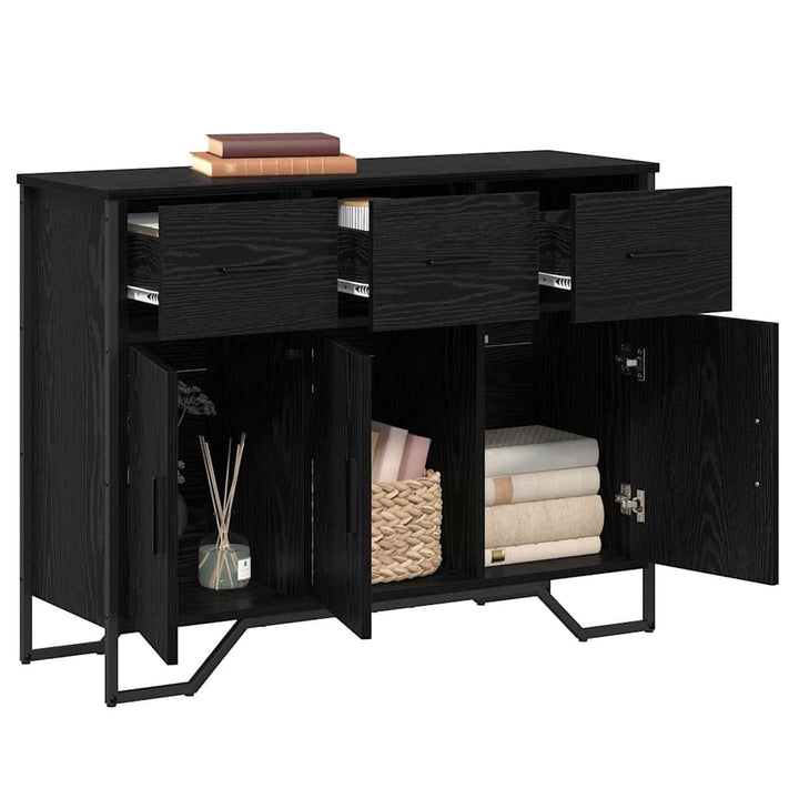 Sideboard med skuffe Sort eg 97 x 32,5 x 74,5 cm