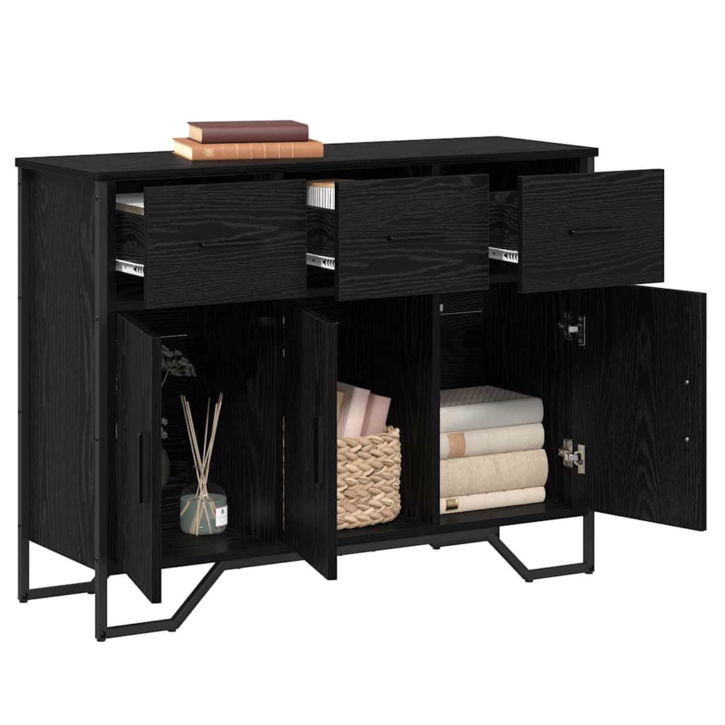 Sideboard med skuffe Sort eg 97 x 32,5 x 74,5 cm