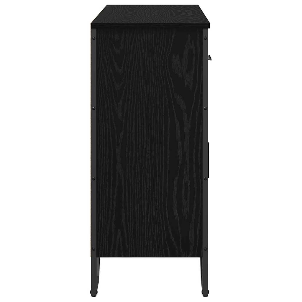 Sideboard med skuffe Sort eg 97 x 32,5 x 74,5 cm