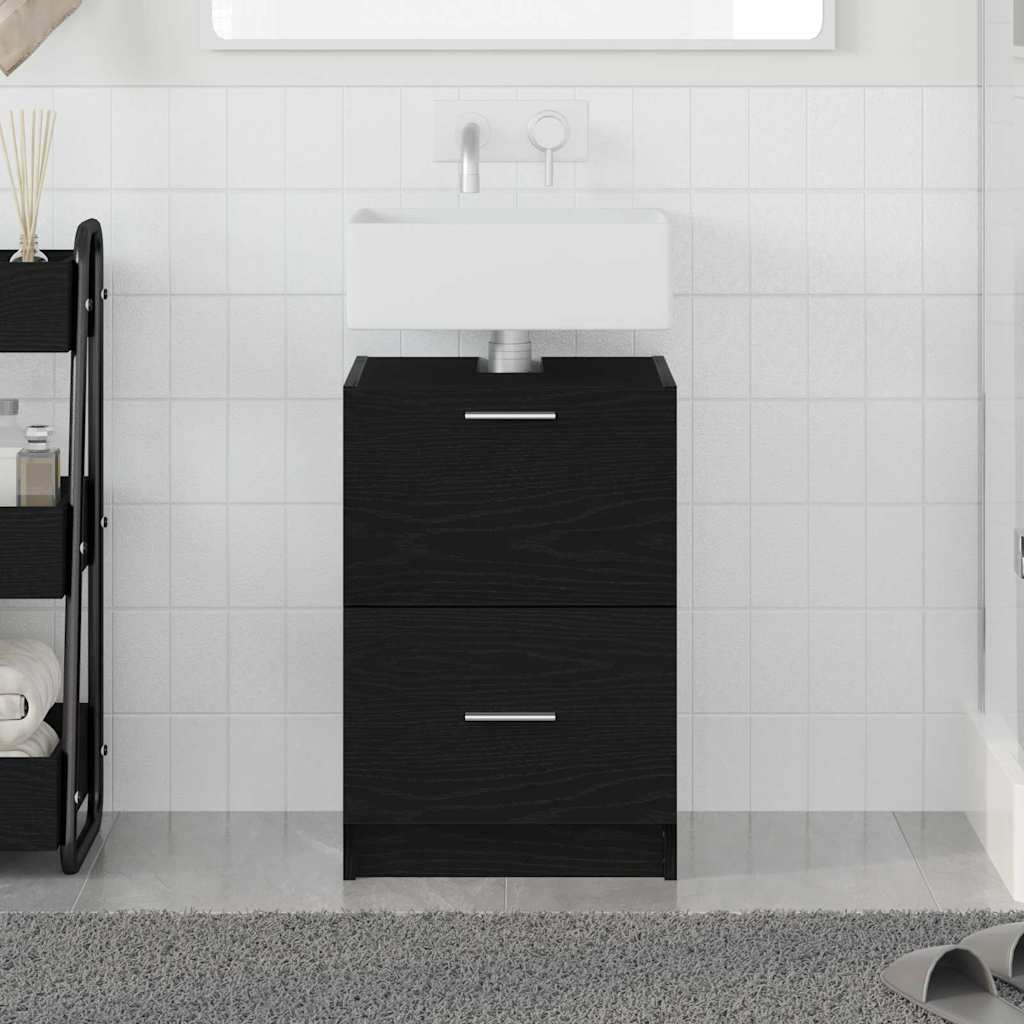Badeværelsesskab Sort eg 40 x 37 x 59 cm Konstrueret træ
