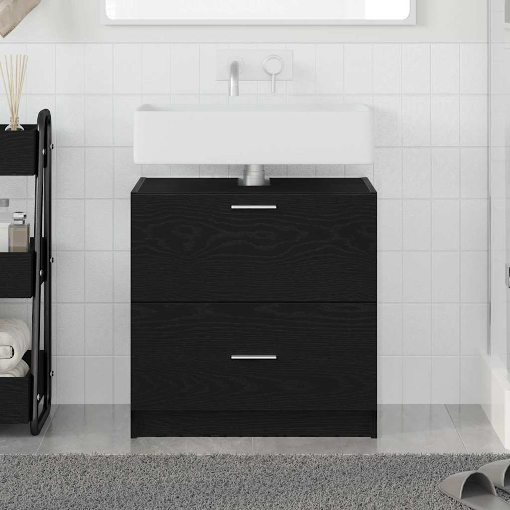 Badeværelsesskab Sort eg 59 x 37 x 59 cm Konstrueret træ