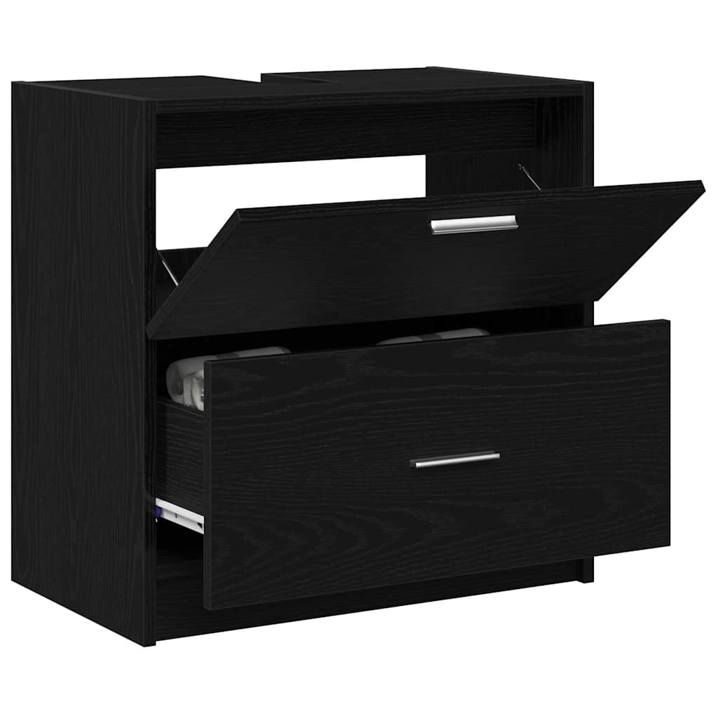 Badeværelsesskab Sort eg 59 x 37 x 59 cm Konstrueret træ