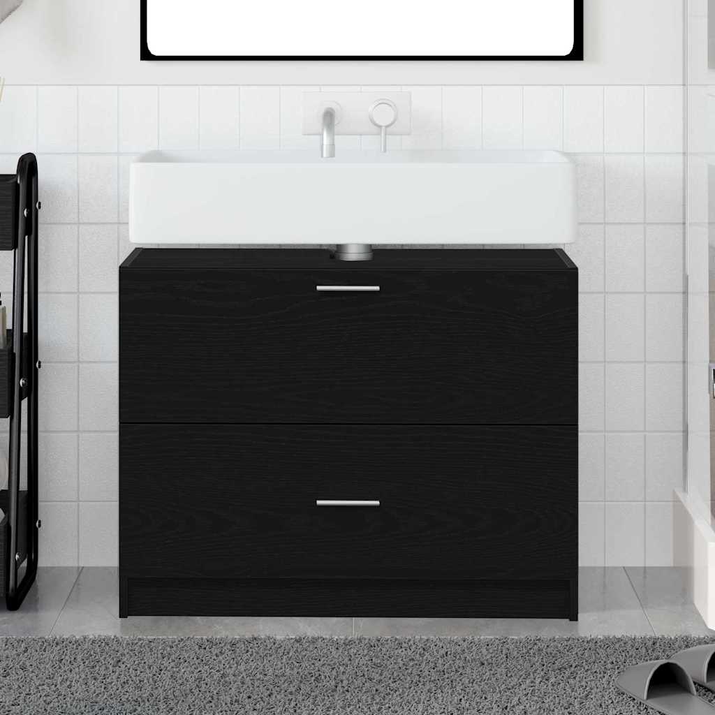 Badeværelsesskab Sort eg 78 x 37 x 59 cm Konstrueret træ
