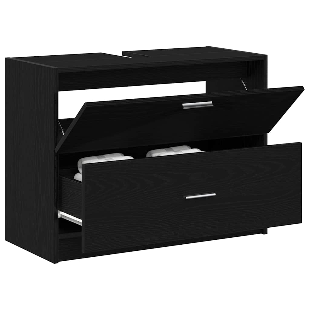 Badeværelsesskab Sort eg 78 x 37 x 59 cm Konstrueret træ