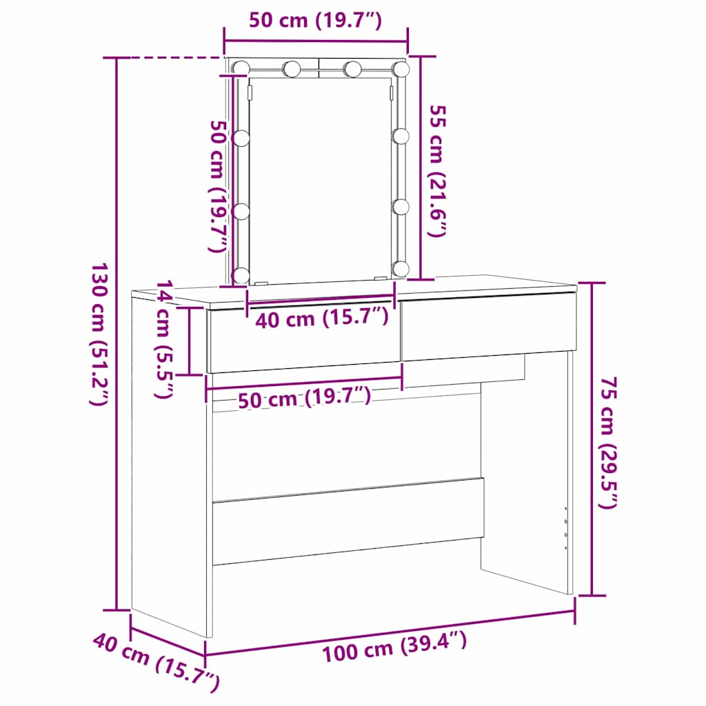 Klædeskab med skuffe Sort eg 100 x 40 x 130 cm Konstrueret træ