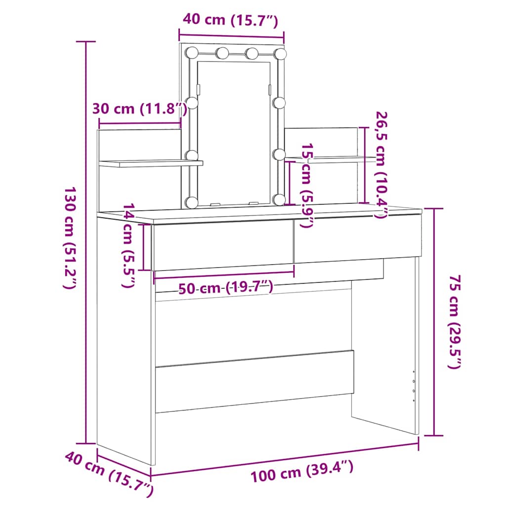 Klædeskab med skuffe Sort eg 100 x 40 x 130 cm Konstrueret træ