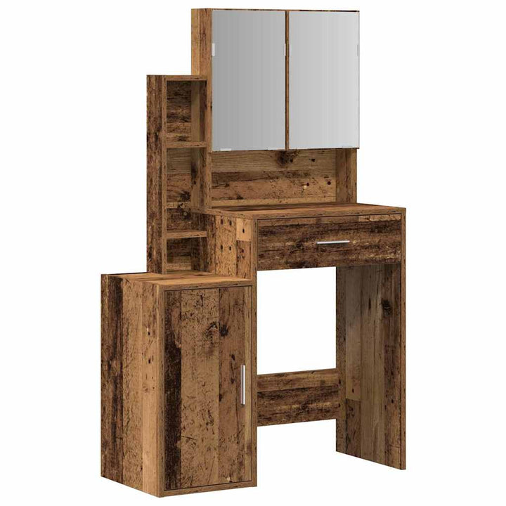 Klædeskab med dør Gammelt træ 80 x 35 x 132 cm Konstrueret træ