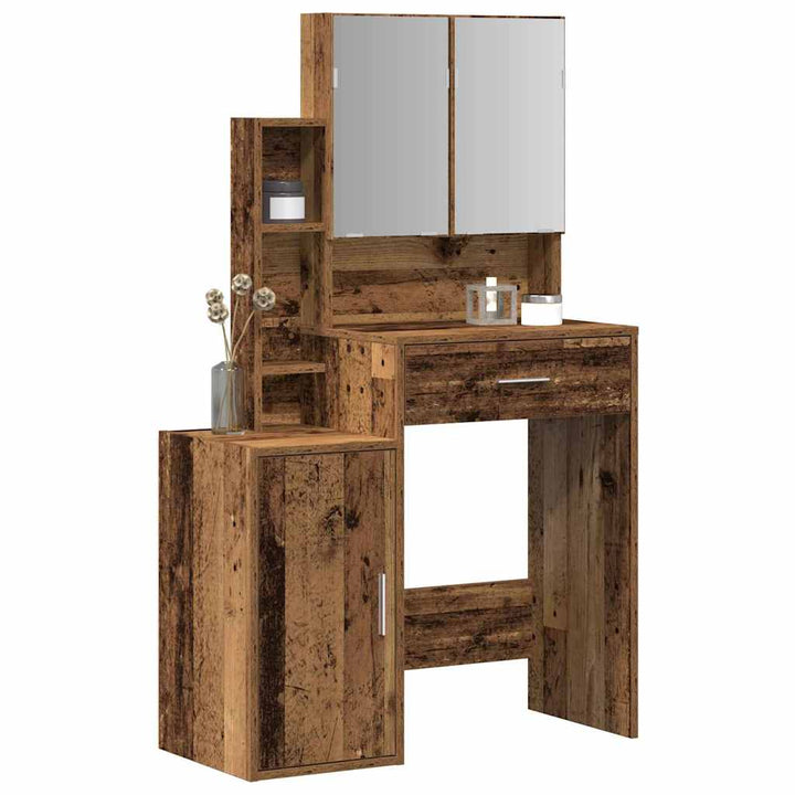 Klædeskab med dør Gammelt træ 80 x 35 x 132 cm Konstrueret træ