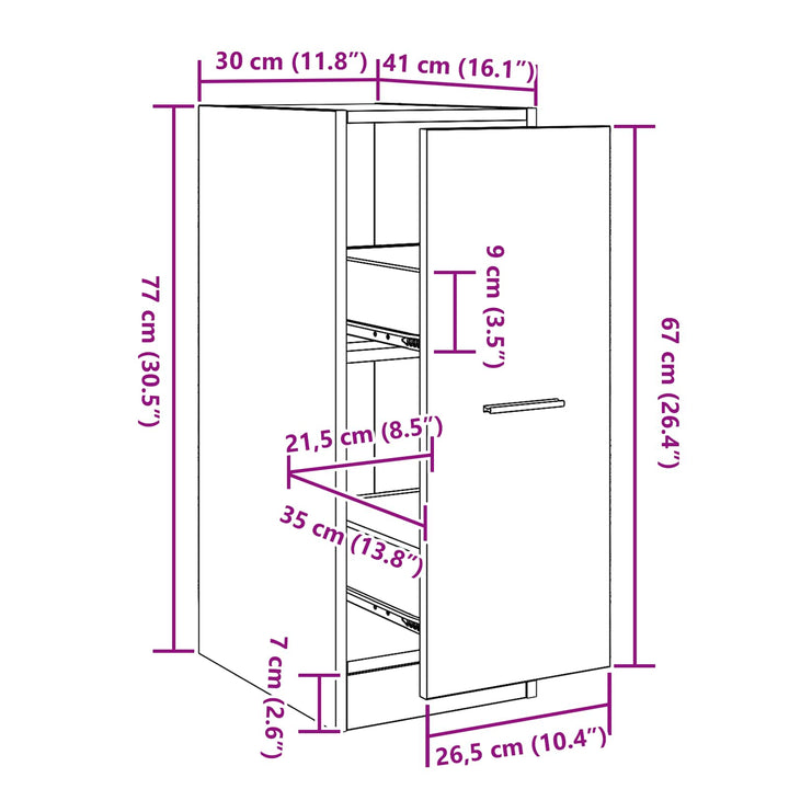 Apoteker Kabinet Sort eg 30 x 41 x 77,5 cm Konstrueret træ