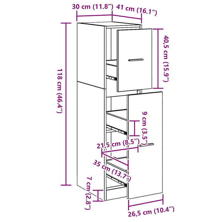 Apoteker Kabinet Sort eg 30 x 41 x 118 cm Konstrueret træ