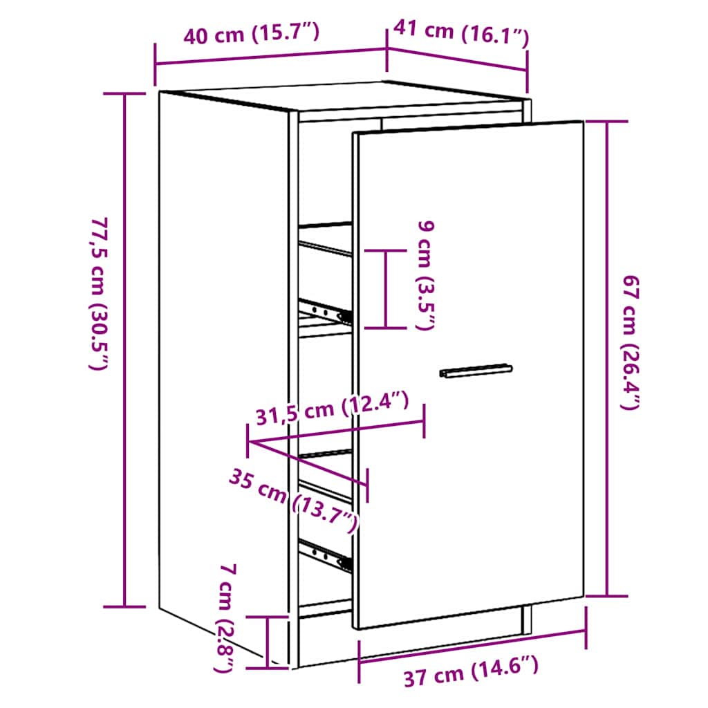 Apoteker Kabinet Sort eg 40 x 41 x 77.5 cm Konstrueret træ