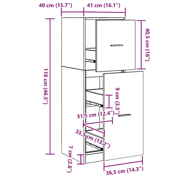 Apoteker Kabinet Sort eg 40 x 41 x 118 cm Konstrueret træ