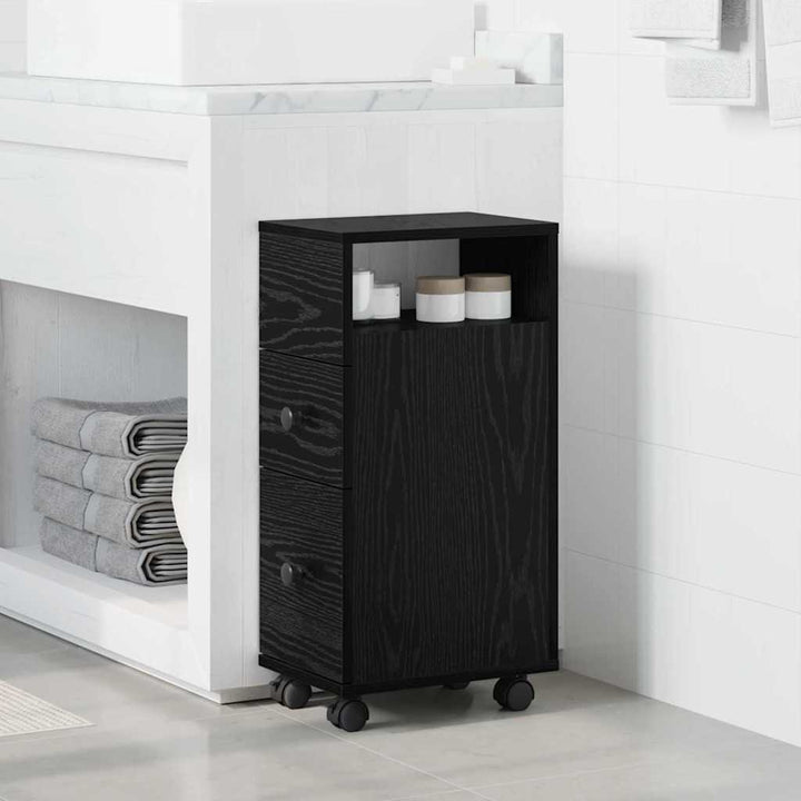 Badeværelsesmøbel sæt 33 x 23 x 65 cm Konstrueret træ Sort eg