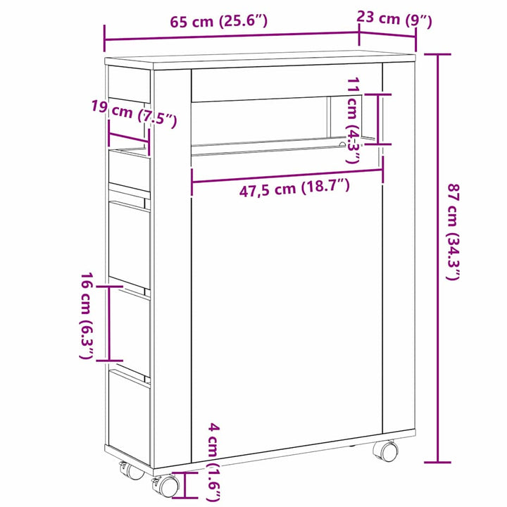 Badeværelsesmøbel sæt Sort eg 65 x 23 x 87 cm Konstrueret træ