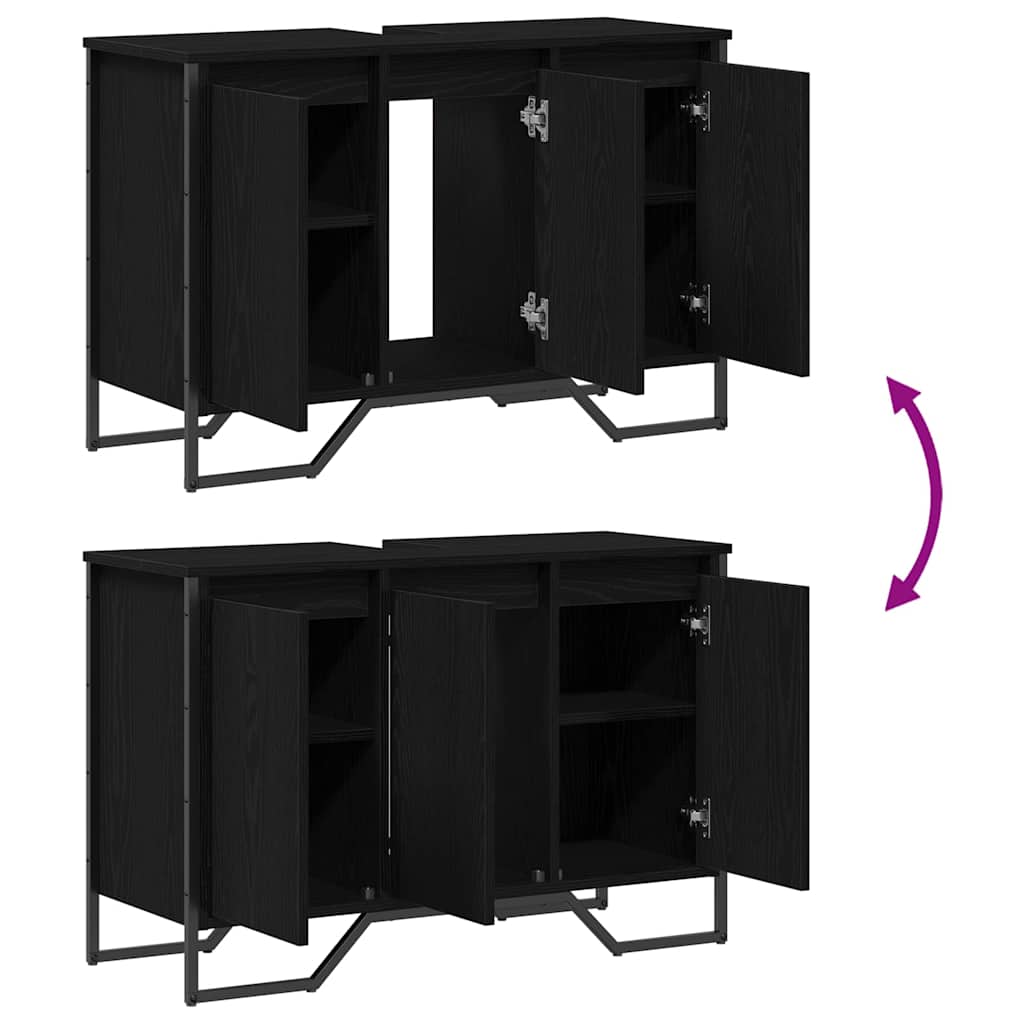 Badeværelsesskabsunder Sort eg 91 x 35 x 60 cm Konstrueret træ