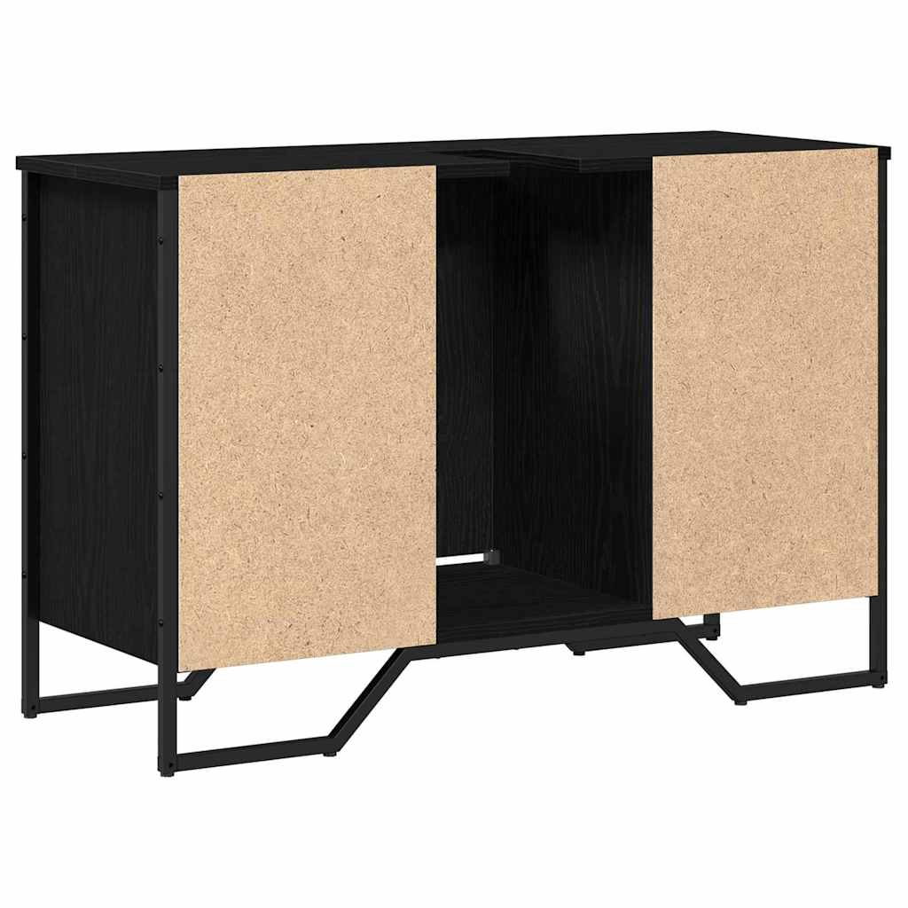 Badeværelsesskabsunder Sort eg 91 x 35 x 60 cm Konstrueret træ