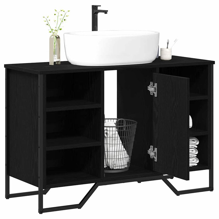 Badeværelsesskabsunder Sort eg 91 x 35 x 60 cm Konstrueret træ
