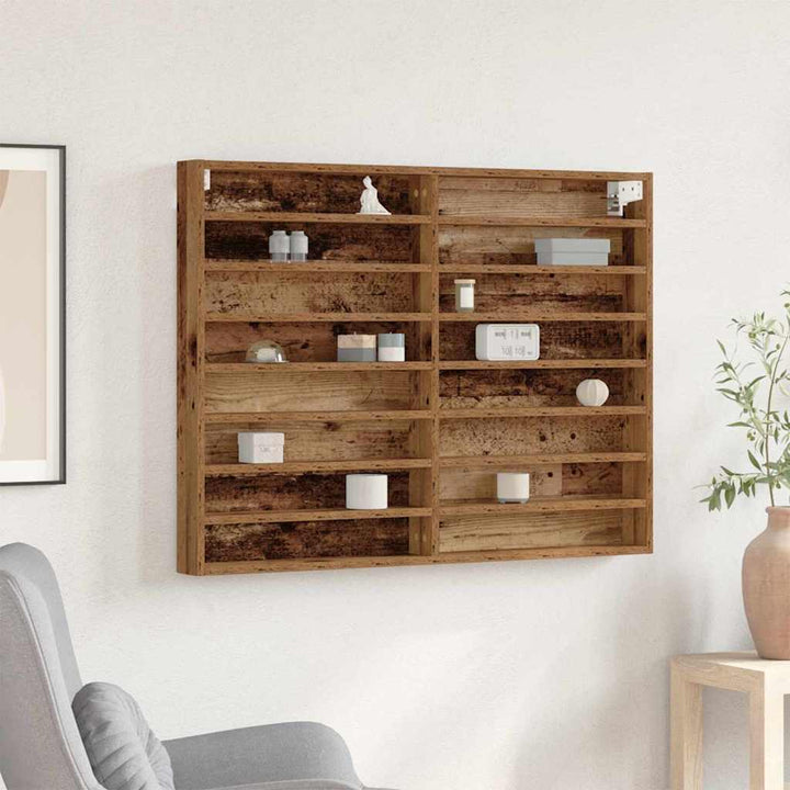 Display Skab Vægmonteret Gammelt træ 100 x 8,5 x 75 cm