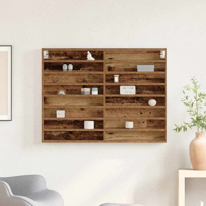 Display Skab Vægmonteret Gammelt træ 100 x 8,5 x 75 cm