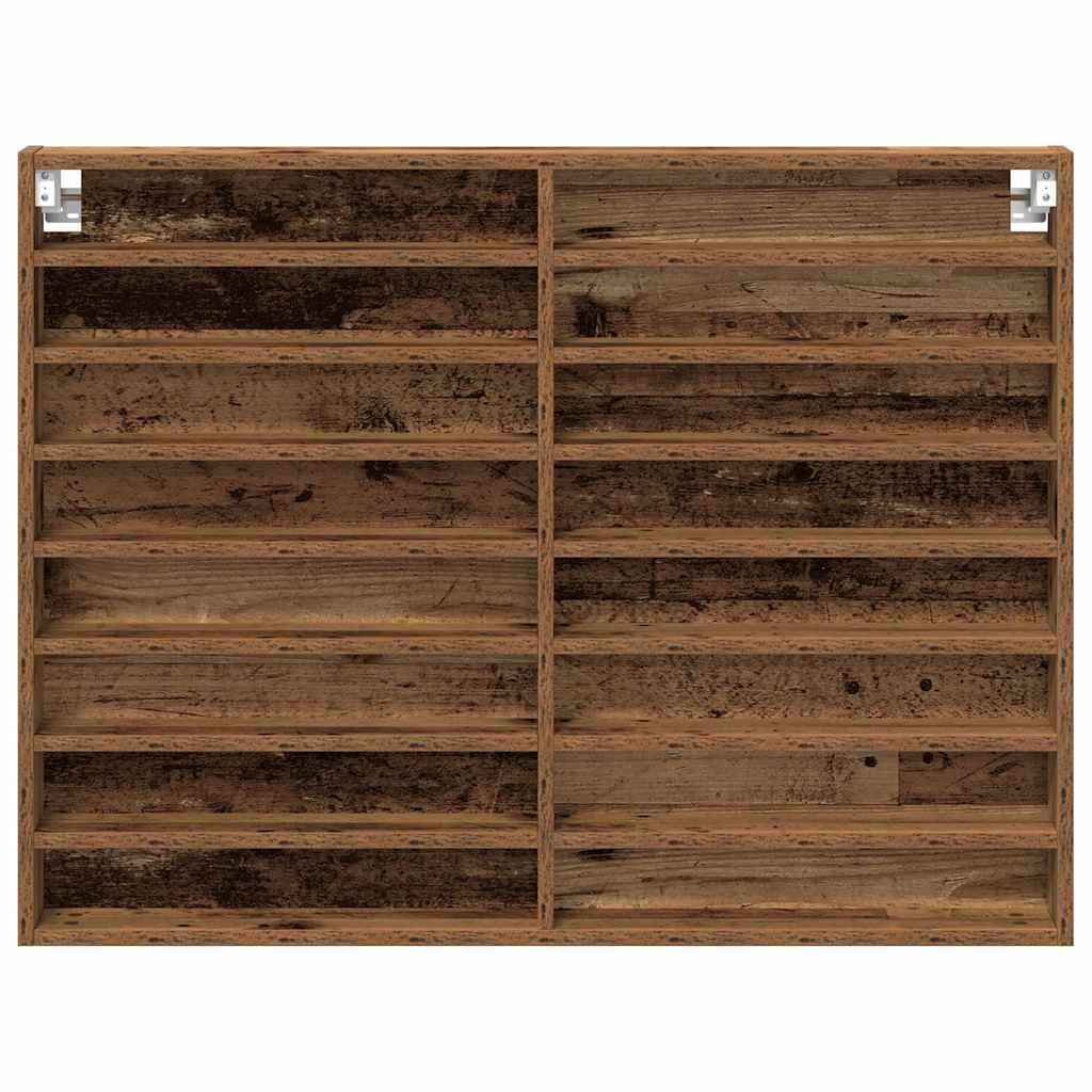 Display Skab Vægmonteret Gammelt træ 100 x 8,5 x 75 cm