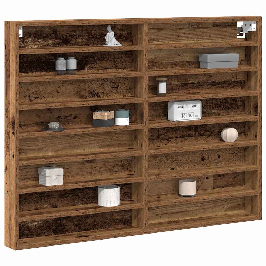 Display Skab Vægmonteret Gammelt træ 100 x 8,5 x 75 cm