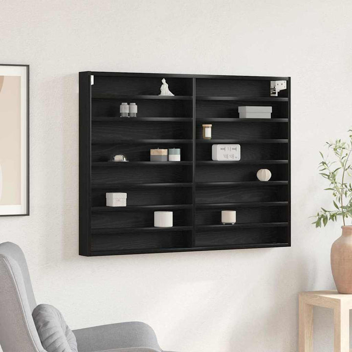 Display Skab Vægmonteret Sort eg 100 x 8,5 x 75 cm