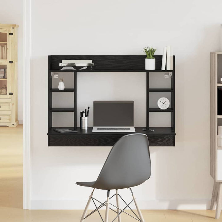 Væghængt skrivebord Sort eg Konstrueret træ 105 x 48 x 75 cm
