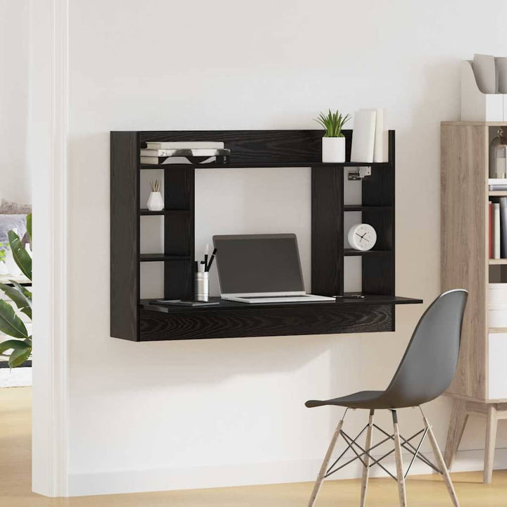Væghængt skrivebord Sort eg Konstrueret træ 105 x 48 x 75 cm