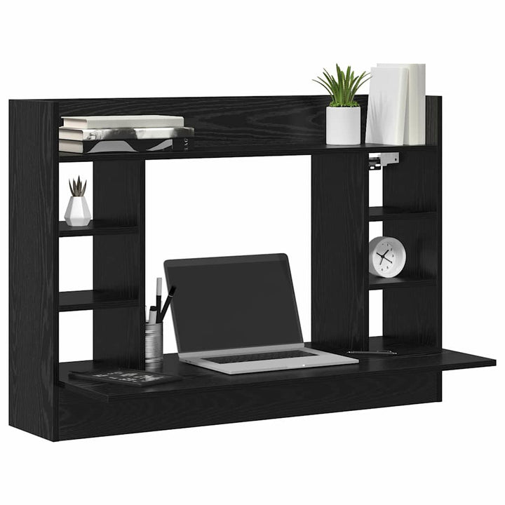 Væghængt skrivebord Sort eg Konstrueret træ 105 x 48 x 75 cm