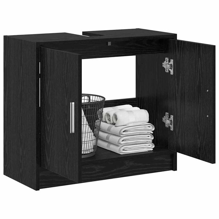 Badeværelsesskab Sort eg 63 x 29 x 55 cm Konstrueret træ