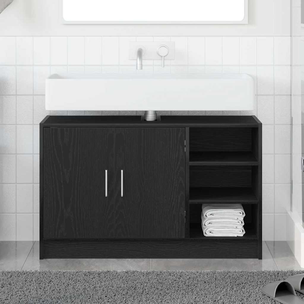 Badeværelsesskab Sort eg 90 x 29 x 55 cm Konstrueret træ