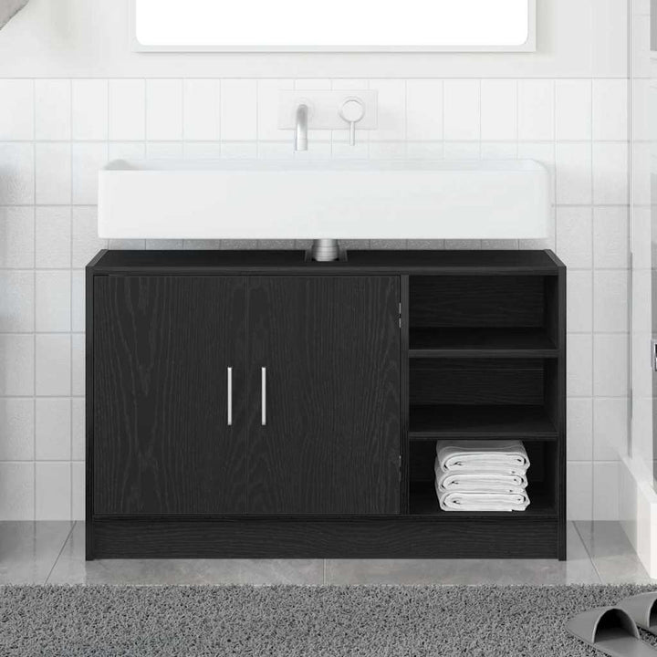 Badeværelsesskab Sort eg 90 x 29 x 55 cm Konstrueret træ