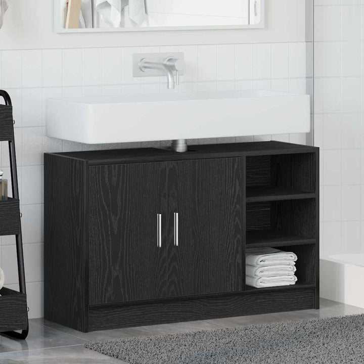 Badeværelsesskab Sort eg 90 x 29 x 55 cm Konstrueret træ