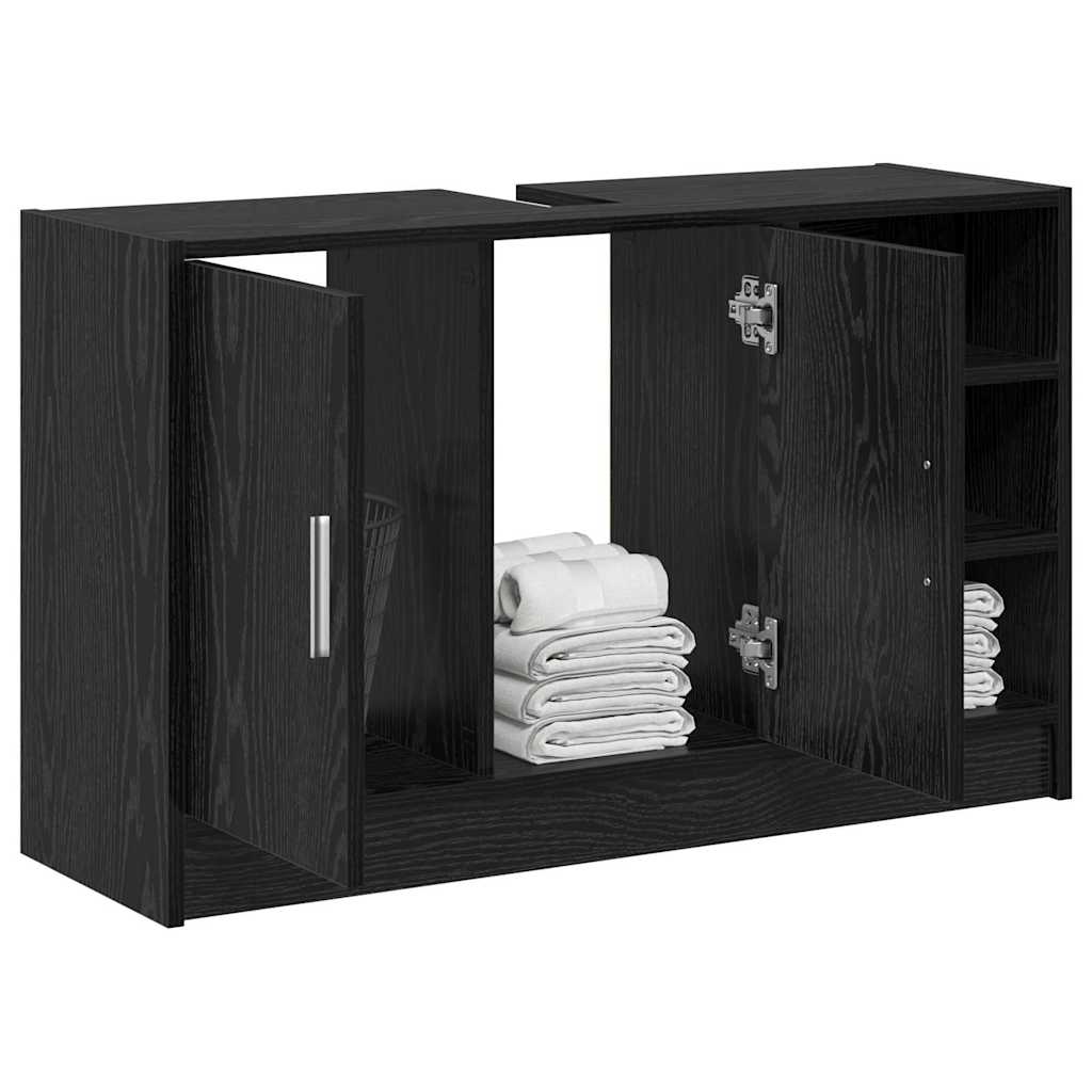 Badeværelsesskab Sort eg 90 x 29 x 55 cm Konstrueret træ