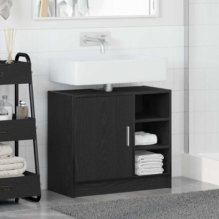 Badeværelsesskab Sort eg 63 x 29 x 55 cm Konstrueret træ