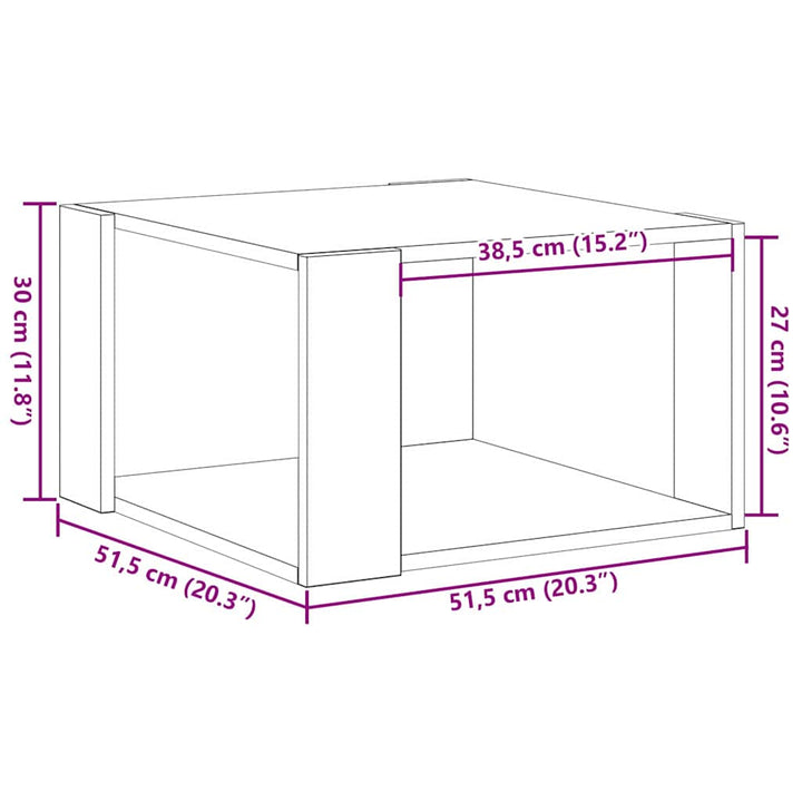 Sofabord Artisan Egetræ 51,5 x 51,5 x 30 cm Konstrueret træ