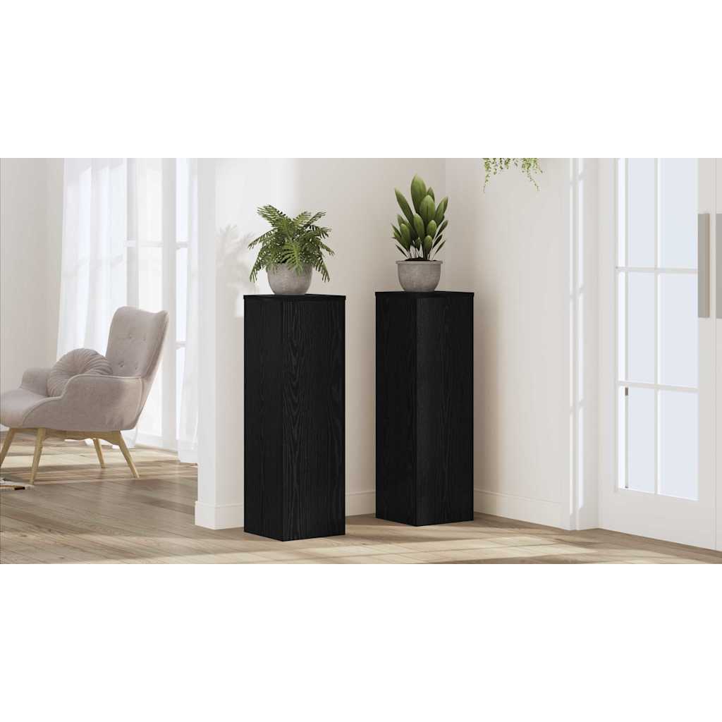 Planteholder 2 pcs Sort eg 25 x 25 x 80 cm Konstrueret træ