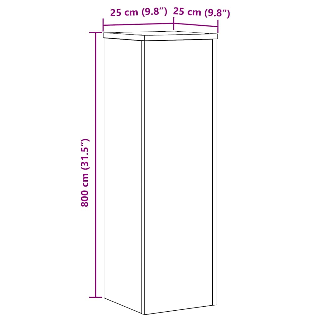 Planteholder 2 pcs Sort eg 25 x 25 x 80 cm Konstrueret træ