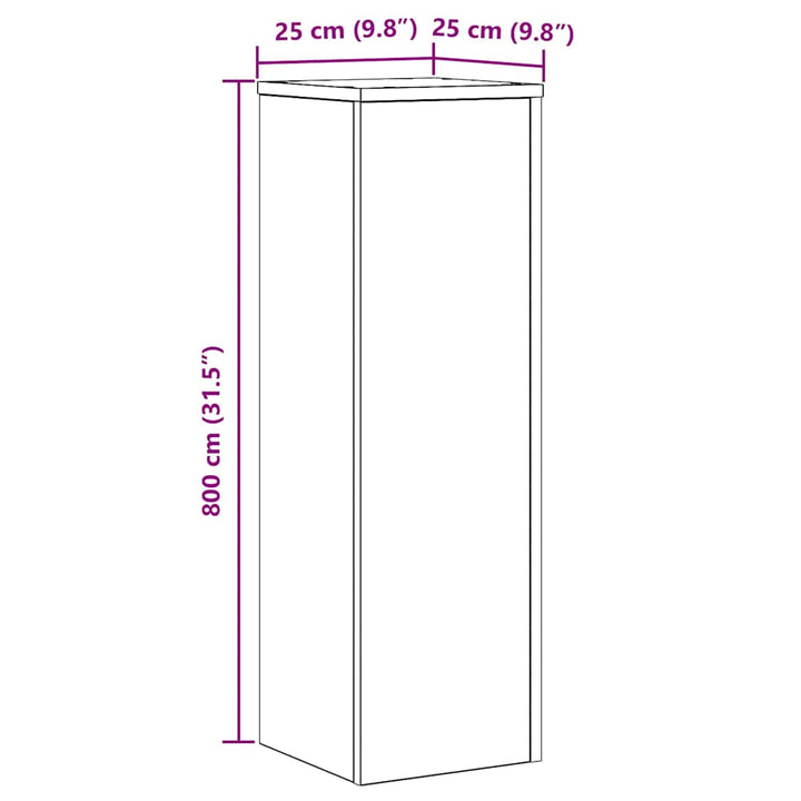 Planteholder 2 pcs Sort eg 25 x 25 x 80 cm Konstrueret træ