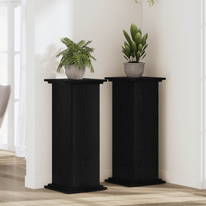 Planteholder Sort eg 33 x 33 x 80 cm Konstrueret træ
