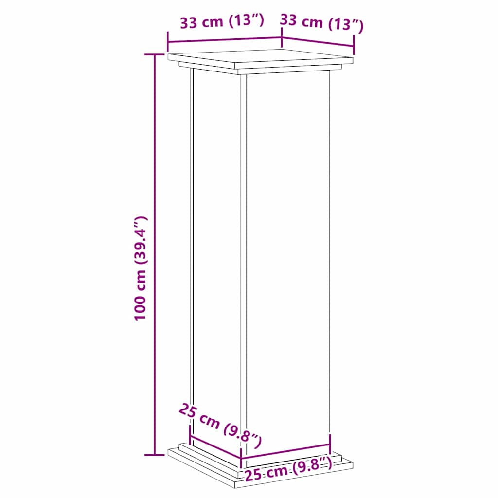 Planteholder Sort eg 33 x 33 x 100 cm Konstrueret træ