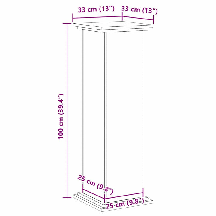 Planteholder Sort eg 33 x 33 x 100 cm Konstrueret træ