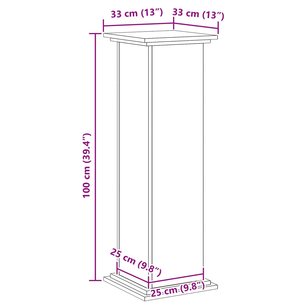 Planteholder Sort eg 33 x 33 x 100 cm Konstrueret træ