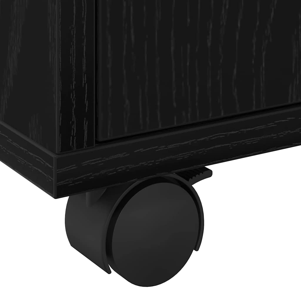Kabinet med hylde med hjul med dør Sort eg 60 x 48 x 74.5 cm